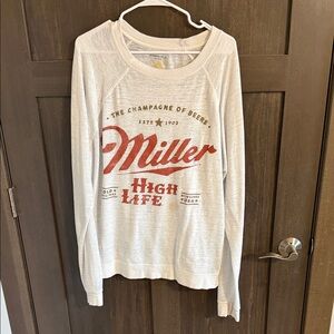 Buckle Cream and Red Graphic Long Sleeve Top